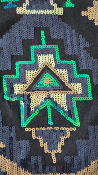 Minifalda de lentejuelas con estampado étnico