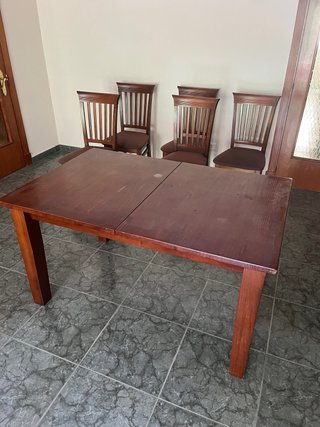Mesa extensible madera + 6 sillas