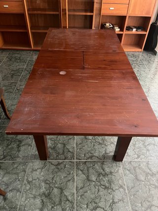 Mesa extensible madera + 6 sillas