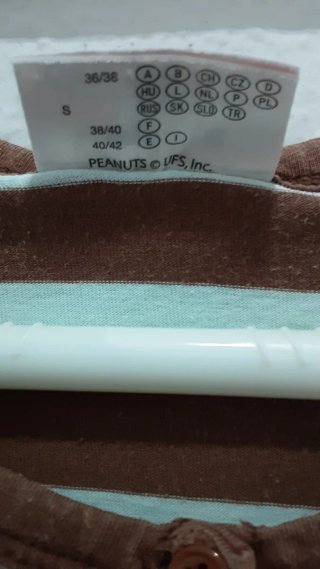 Camisón Snoopy Talla S Rayas Marrón y Turquesa