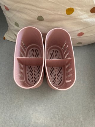 Porta cubiertos rosa plástico