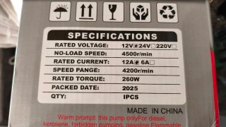 260w Bomba Gasoil 12V con Pinzas Cocodrilo