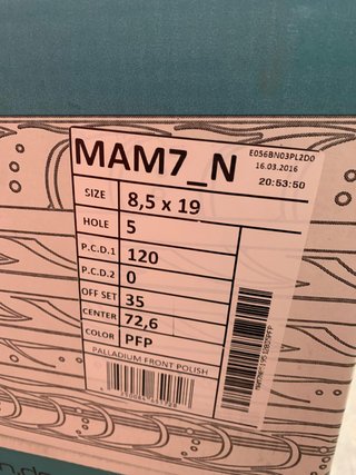 4 llanta mam 7n 8.5x19 5x120 et35 72.6 A.f.p
