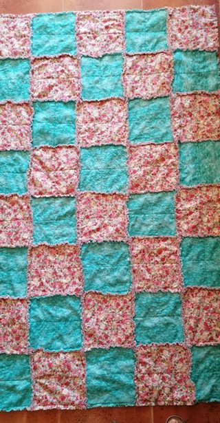 Manta Patchwork Flores y Turquesa