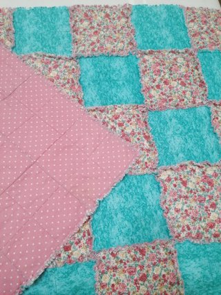 Manta Patchwork Flores y Turquesa