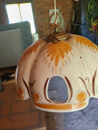 Lámpara cerámica colgante naranja y blanco