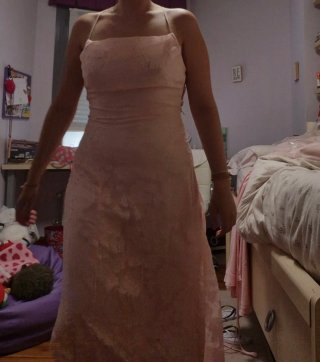 Vestido rosa floral largo