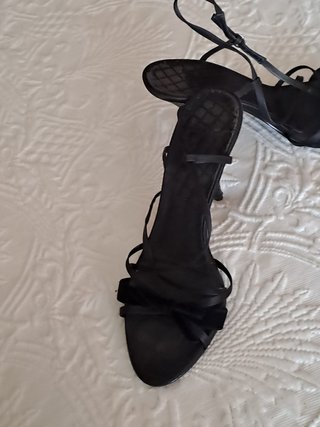 Sandalias tacón terciopelo negro