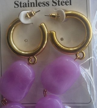 Orecchini donna oro con pietre viola