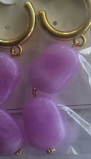 Orecchini donna oro con pietre viola
