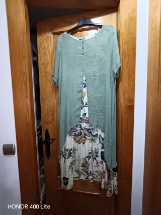 Vestido estampado floral con falsa camisa larga ,
