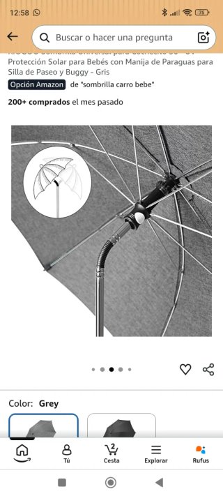 Sombrilla universal para cochecito bebé gris