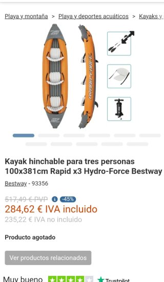 Kayak hinchable 3 plazas naranja