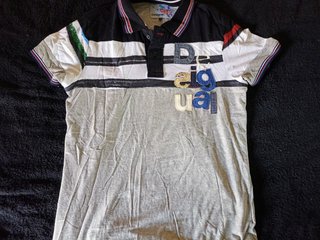 Polo Desigual Talla L Negro y Gris