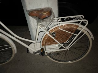 Bicicleta blanca estilo clásico