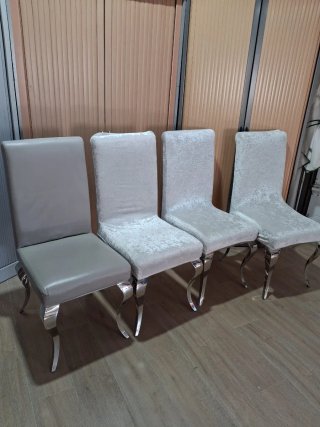 Sillas de lujo inox, terciopelo de lujo