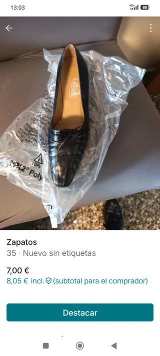 Zapatos de piel negros talla 35