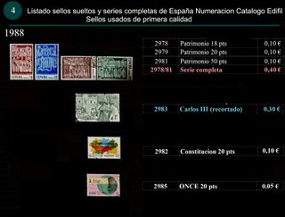 Sellos Año 1988 completo y sueltos Usados España
