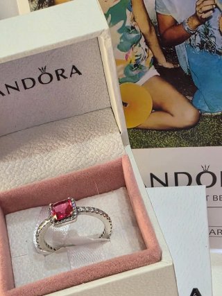Anillo Pandora Circon Rosa Talla 58