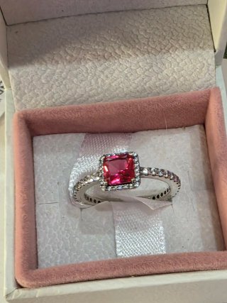 Anillo Pandora Circon Rosa Talla 58