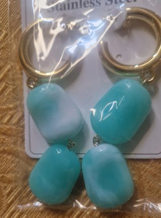 Orecchini donna cerchio oro con pietre turchesi