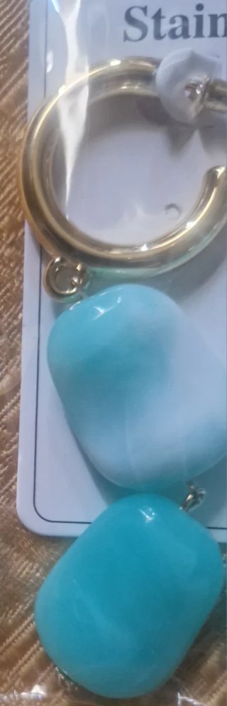 Orecchini donna cerchio oro con pietre turchesi