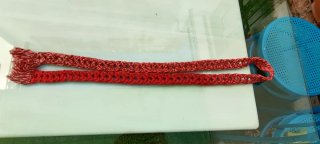 Cinturón de crochet rojo y rosa