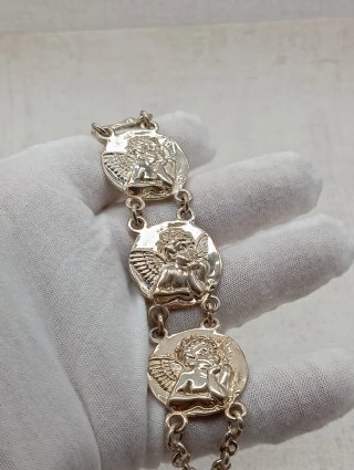 Pulsera Querubines Vintage Bañada en Plata