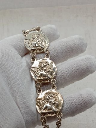 Pulsera Querubines Vintage Bañada en Plata