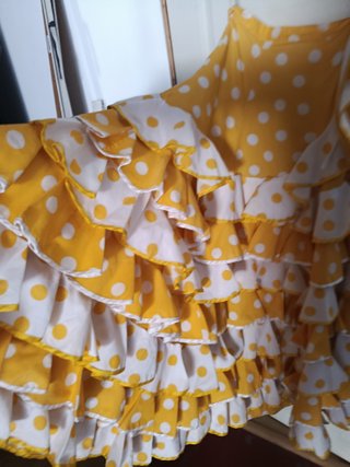 Falda Rociera Lunares Amarillo y Blanco