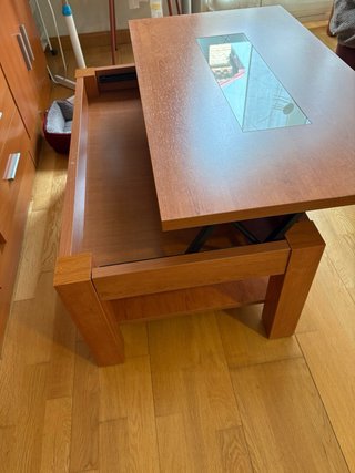 Mesa centro abatible madera y cristal