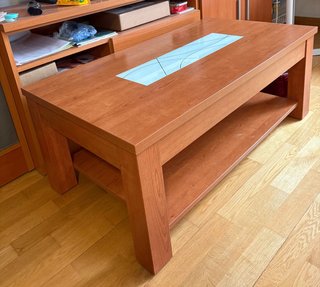 Mesa centro abatible madera y cristal