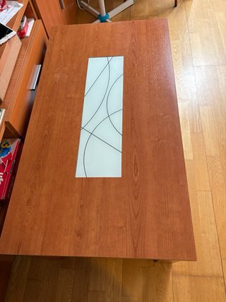 Mesa centro abatible madera y cristal