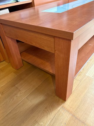 Mesa centro abatible madera y cristal