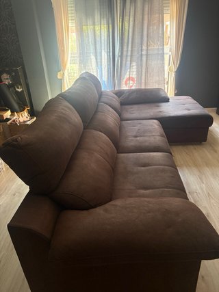 Sofá chaise longue marrón chocolate