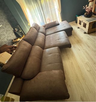 Sofá chaise longue marrón chocolate