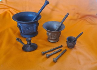 Juego morteros bronce vintage