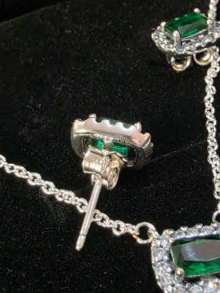 Conjunto Pandora Esmeralda Plata