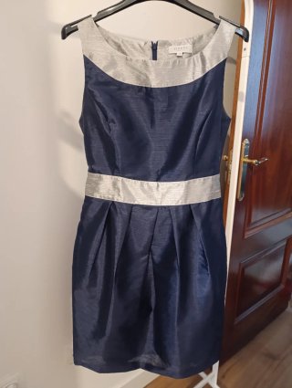 Vestido fiesta azul y plata