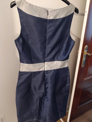 Vestido fiesta azul y plata