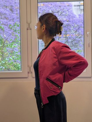 Chaqueta bomber LFT rosa y negra Talla M