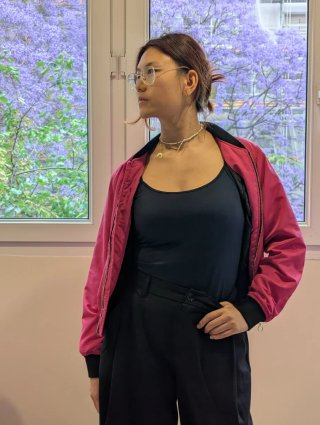 Chaqueta bomber LFT rosa y negra Talla M