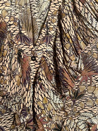 Vestido Castanho Estampado Midi