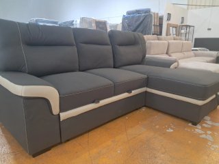 Sofá Cama Chaislongue Gris y Beige