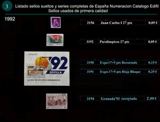 Sellos Año 1992 completo y sueltos Usados España