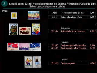Sellos Año 1992 completo y sueltos Usados España