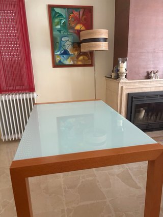 Mesa comedor extensible madera/cristal Hasta 210cm