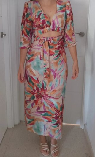 Vestido fiesta estampado multicolor