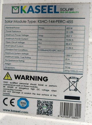 3 PANELES SOLARES KASEEL 455 W + 1 DE REGALO