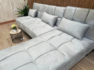 Sofá Cama Chaise Longue Gris Tela